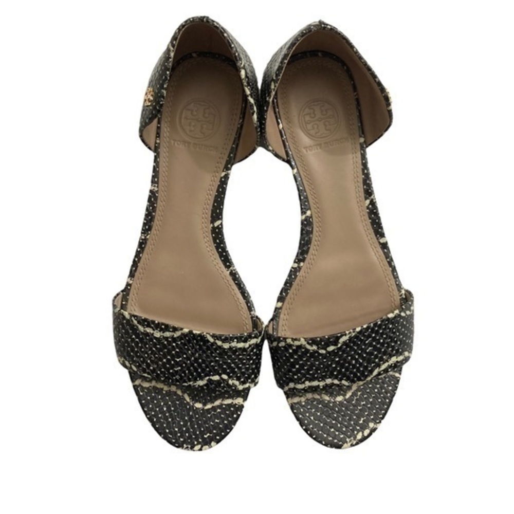 Tory Burch snake skin embossed leather sandals